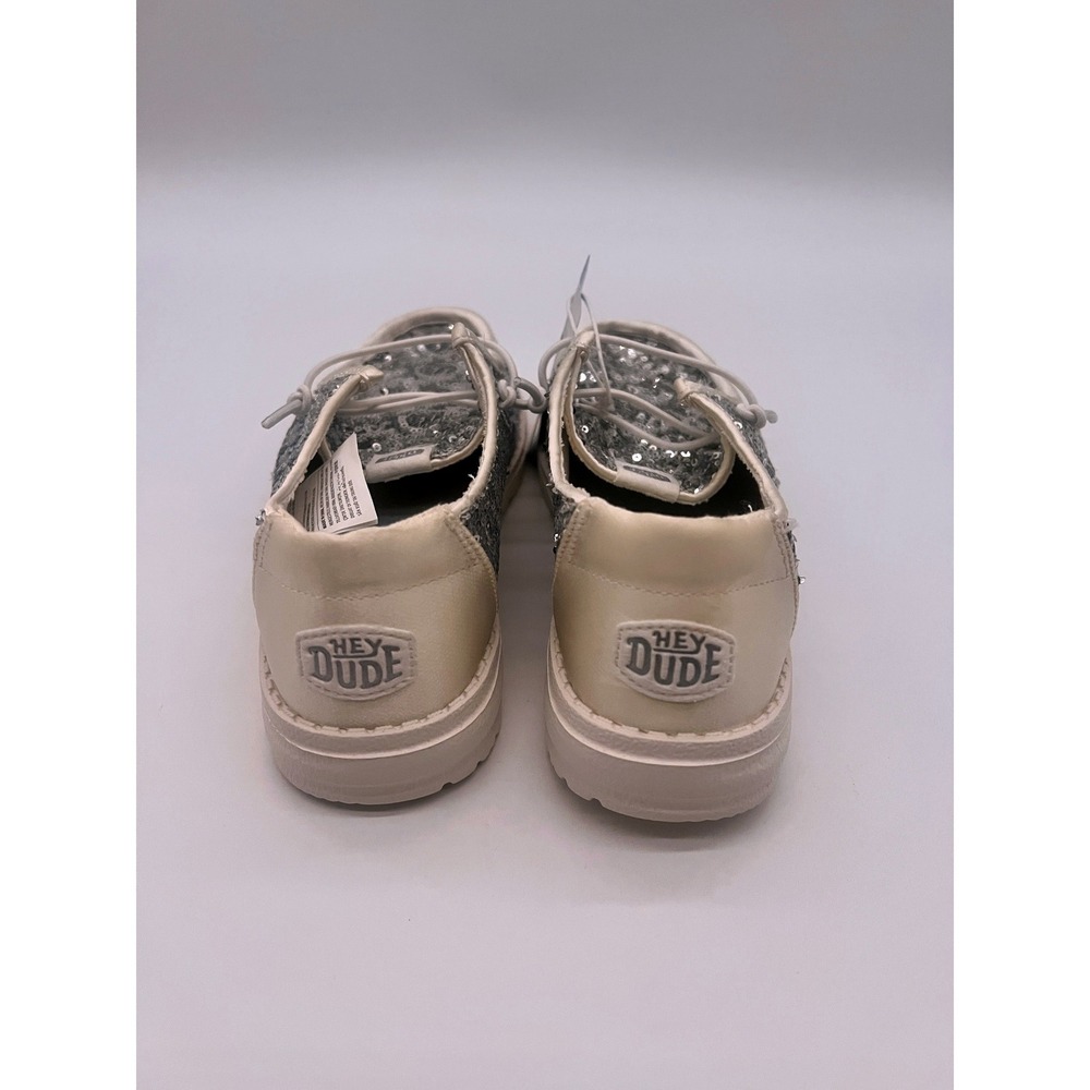 Hey Dude Wendy Sequin Cream Silver Sequin Slip On Shoes Size 5 - Picture 7 of 7